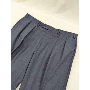 Samuelsohn Steven‎ Giles 38x27 100% Wool Crosshatch Cuffed Pleated Trousers EUC